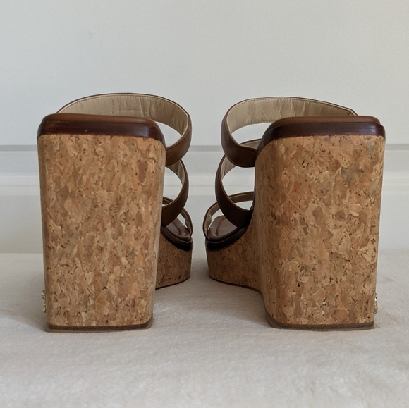 Jimmy Choo Athenia Sandal Strappy Slide Platform Wedge Open Toe Brown EU39 9 NIB - Picture 6 of 16